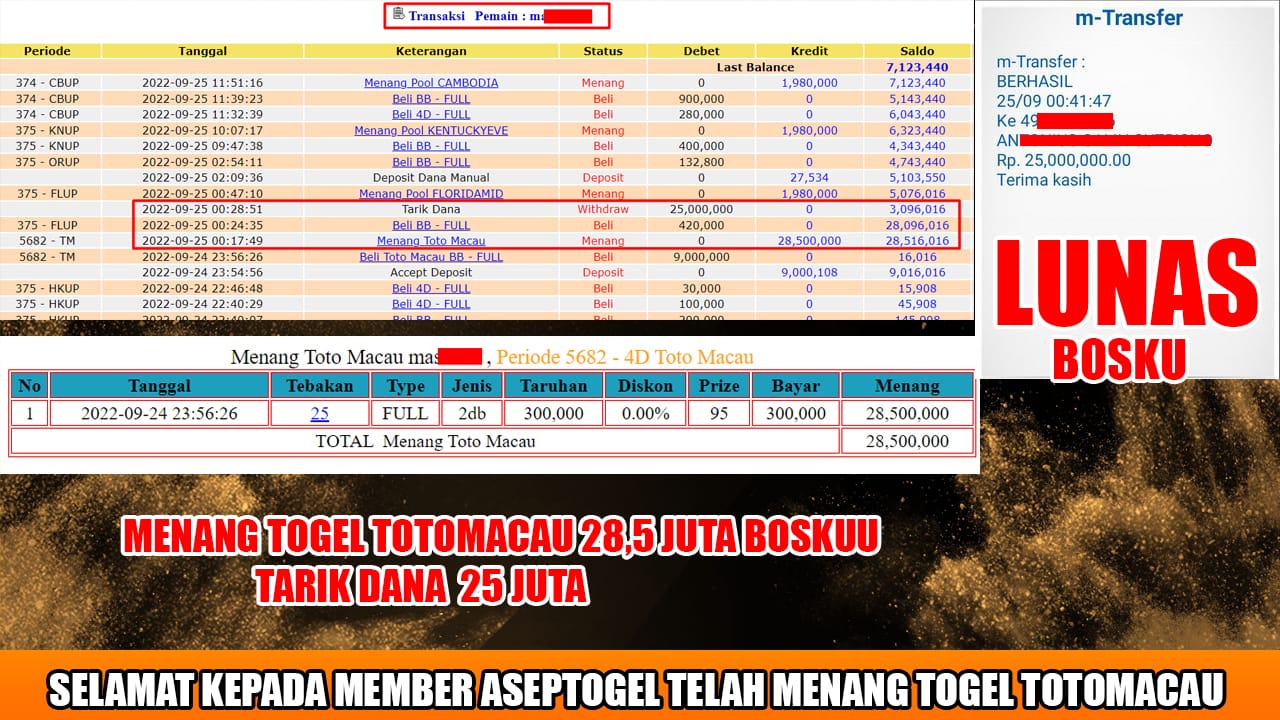 bukti kemenangan pembayaran totomacau