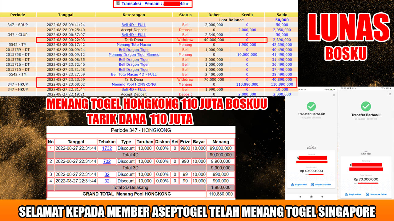 bukti kemenangan togel hongkong ratusan juta lunas